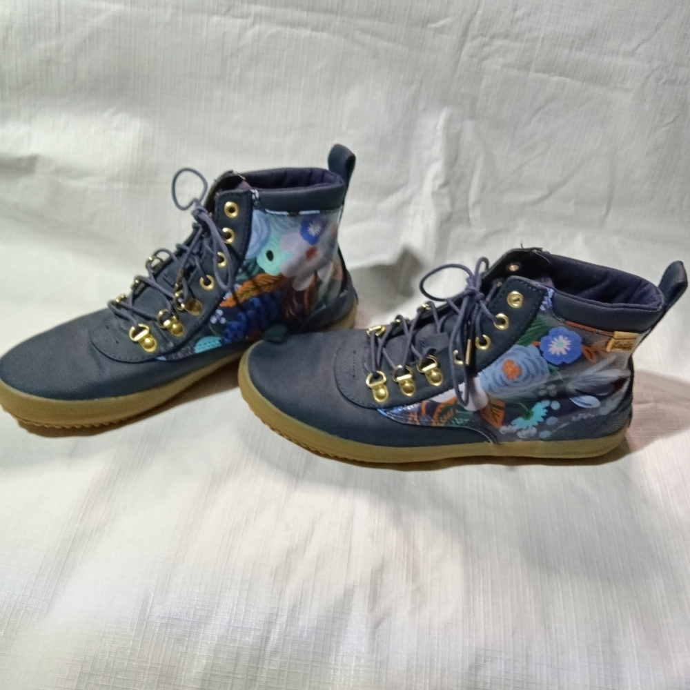 Keds x Rifle Paper Co. Scout Garden Party Boots Blue Canvas 7 - Picture 7 of 9